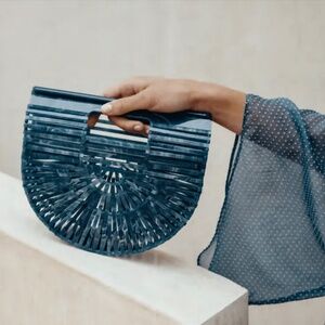 Cult Gaia Deep Teal Small Marbled Ark bag